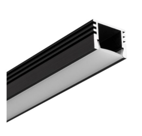 Профиль алюминиевый SP262В комплект  2000х16х12мм, с экраном и торцевыми заглушками черный  ПНЧ-12