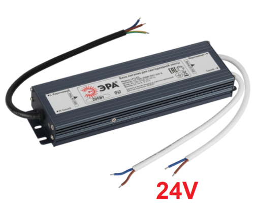 ЭРА драйвер (блок питания) для св/д лент LP-LED 24V 200W IP67 225х63х29 slim