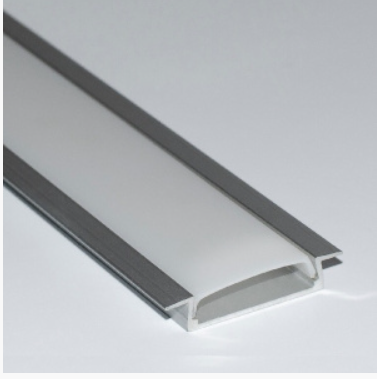 Профиль алюминиевый SP253 встраиваемый, комплект с экраном серебристый 2000х30х6мм, (2 метра) 