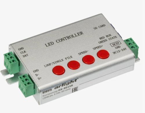 Контроллер HX-801SB (2048 pix, 5-24V, SD-card) (Arlight, -)