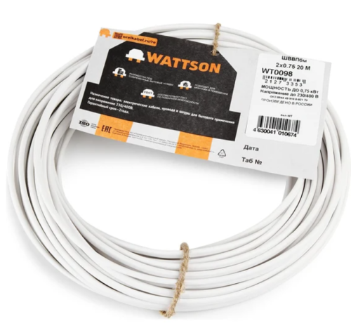 Провод ШВВПбм 2*0,75 20м WT0098 Орлов