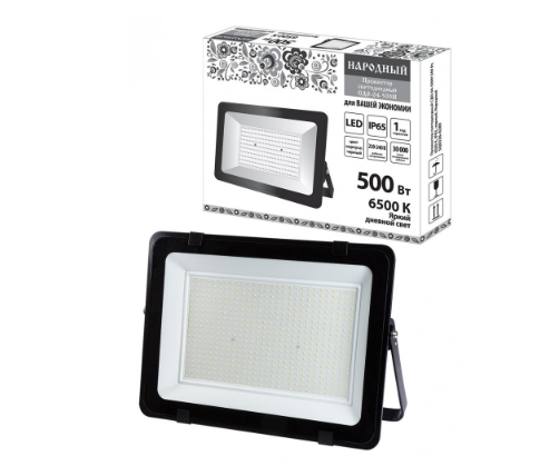 Светодиодный прожектор TDM СДО-04-500Н 500 Вт, 6500 К, IP65, черный, Народный SQ0336-0289
