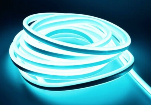 Гибкий неон сеч 6х12мм 9.6Вт IP67 голубой (ледяной синий) 12V ПВХ