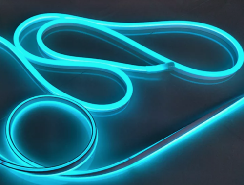 Гибкий неон сеч 6х12мм 9.6Вт IP67 ледяной синий (голубой) 12V ПВХ