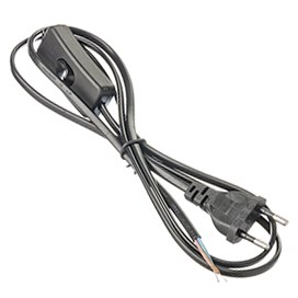 Ecola шнур для бра 2м с выключателем 2x0.5 черный LT5RSCELT