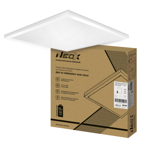 Панель светодиодная универсальная ДВО-02-EMERGENCY 3640-ПРИЗМА 36Вт 4000К 595х595мм NEOX без БАП-10W