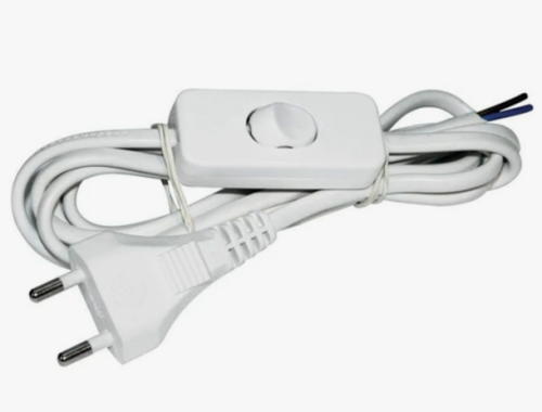 Ecola шнур для бра с выключателем 2x0.75 2м белый