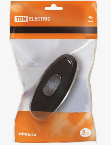 TDM выключатель для бра на шнур 6А 250В черный