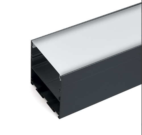 Профиль алюминиевый CAB269 комплект с экраном, 2 загл., 4 креп. 2м, 2000x50х50 черный, Feron
