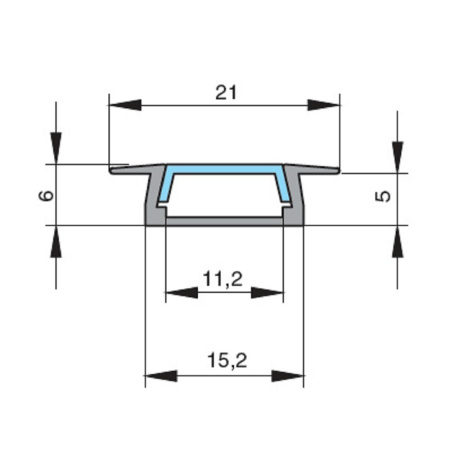 Профиль алюминиевый SP251B2 черн. встраив, компл с черн.экраном и аксесс.22х6х2000м (2 метра) ПВЧЧ-6