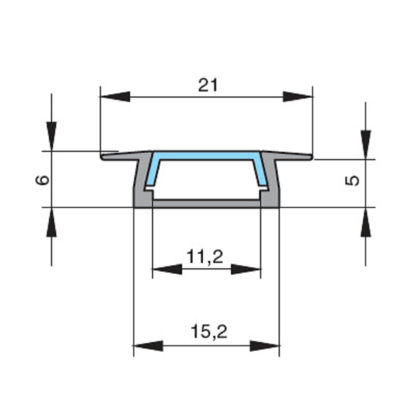 Профиль алюминиевый SP251B2 черн. встраив, компл с черн.экраном и аксесс.22х6х2000м (2 метра) ПВЧЧ-6