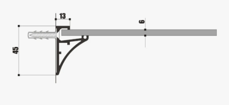 Профиль алюминиевый СПН-4535 накладной для стеклянных полок 6мм анод. 45х35мм, 2м (цена за 1м)