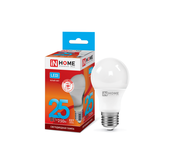 Лампа светодиодная LED-A65-VC 25Вт 230В Е27 3000К / 4000К / 6500К 2380Лм IN HOME