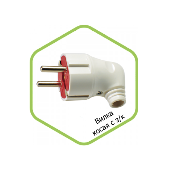 Вилка угловая с заземлением 16А белая 4110 IN HOME