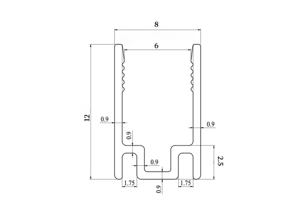 Профиль алюминиевый для гибкого неона сеч. 6х12мм, анодированный, 7х12х1000мм