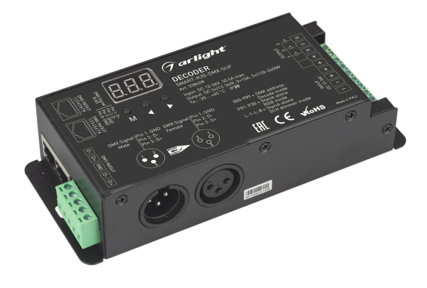 Декодер SMART-K35-DMX-SUF (12-36V, 3x10A, XLR3) (Arlight, Металл)