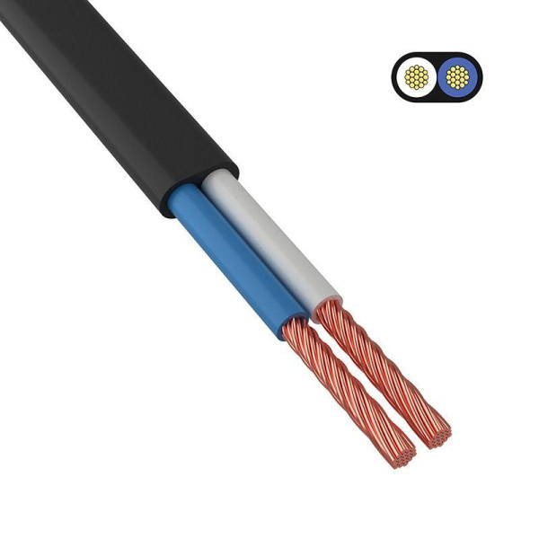 Шнур (провод) ШВВП 2х0,5 черный (цена за 1м.)