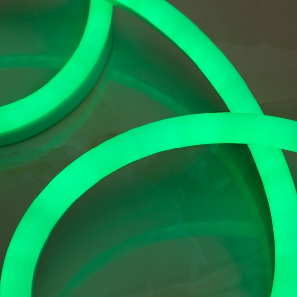 Неон св/д гибкий 12V 9.6W/m IP67 сеч.8х13, 100% силикон, кратн. реза 1см, зеленый