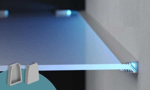 Светодиодный профиль 1318 для LED подсветки стеклянных полок, L=2000 мм