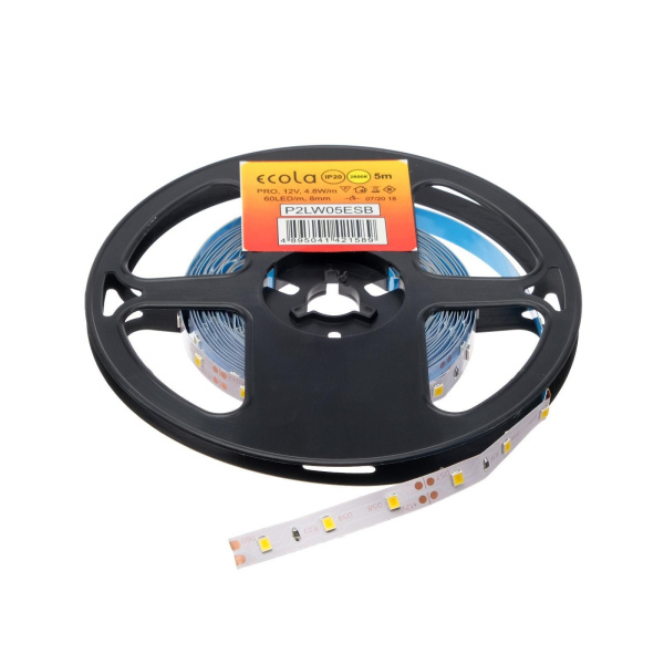 Светодиодная лента Ecola 2835-60-IP20 4.8Вт/м 12V теплый белый P2LW05ESB 
