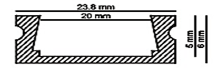 Профиль широкий для 2-х лент ПН-23х6 накладной комплект: проф, экран, заглуш, крепеж, цена за шт (2м)