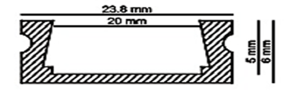 Профиль широкий для 2-х лент ПН-23х6 накладной комплект: проф, экран, заглуш, крепеж, цена за шт (2м)