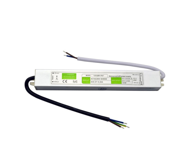 Блок питания для светодиодных лент Ecola 12V 30W IP67 217х29х21 мм (герметичный)