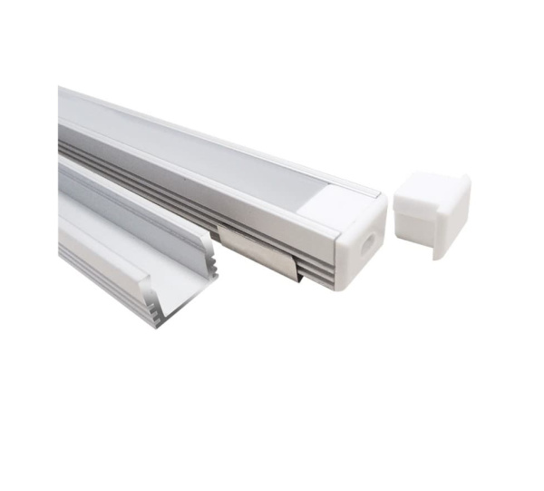 Комплект ПН-12 2000х16х12мм: профиль алюм. накладной, экран матовый, заглушки, крепежи