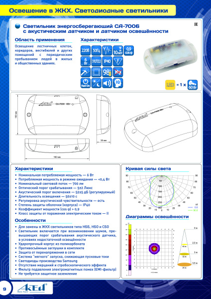 Светильник ЖКХ-4 СА 7006 (с оптико-акустическим датчиком)