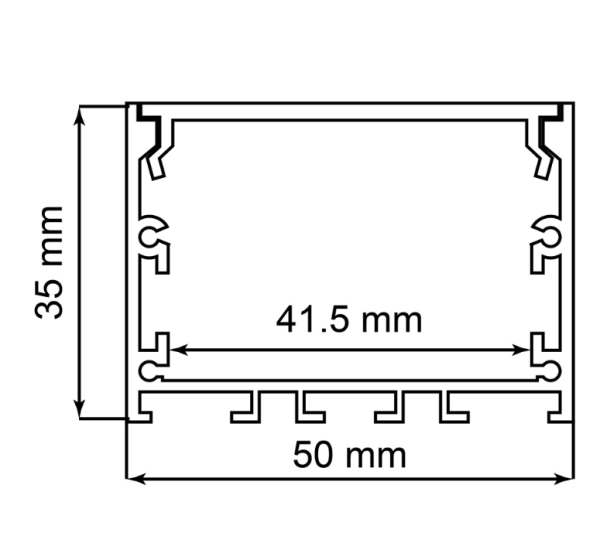 Профиль алюминиевый CAB257 комплект с экраном, 2 загл., 4 креп. 2м, 2000x50х35 черный, Feron