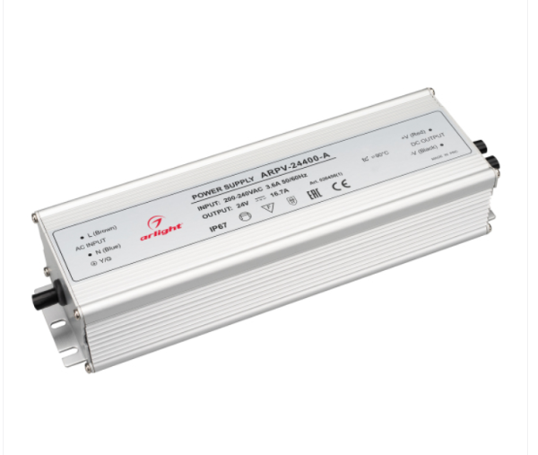 Блок питания ARPV-24400-A (24V, 16.7A, 400W) (Arlight, IP67 Металл, 3 года)
