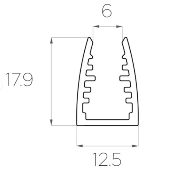 Светодиодный профиль 1318 для LED подсветки стеклянных полок, L=2000 мм