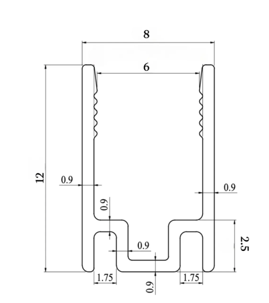 Профиль для гибкого неона сеч.6х12мм, Алюминий анодированный серебро, 2м (цена за 1м)