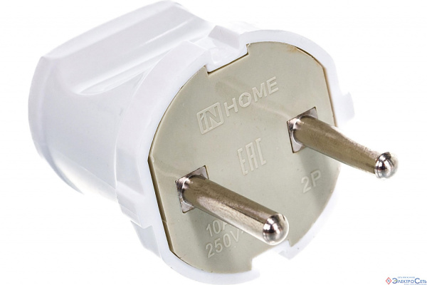 Вилка прямая 10А белая 4142 IN HOME