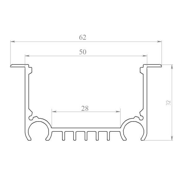 Профиль алюминиевый врезной СПВ-62-5032 (цена за 1 метр)