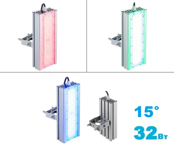 Светодиодный светильник Архитектура VRN-AR15-32-A*K67-U 32Вт 15° красный / синий / зеленый в ассортименте
