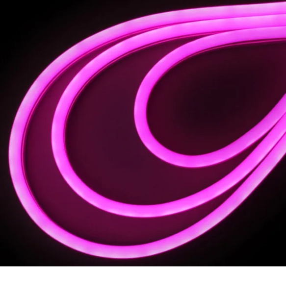 Неон гибкий ПВХ 12V 9.6W/m IP67 розовый сеч 6х12 (крат. резки 2,5см)