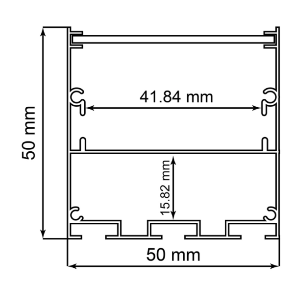 Профиль алюминиевый CAB269 комплект с экраном, 2 загл., 4 креп. 2м, 2000x50х50 черный, Feron