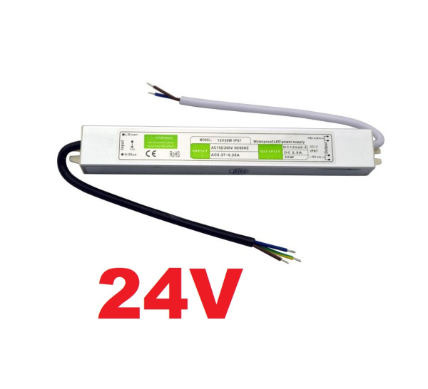 Блок питания для светодиодных лент Ecola 24V 30W IP67 217х29х21 мм (герметичный)