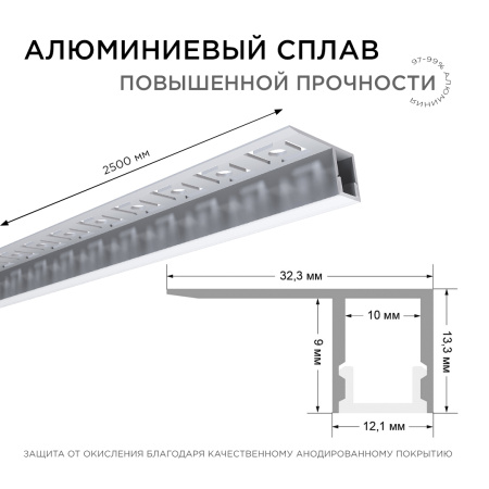Профиль под гипсокартон и керам. плитку боковой  2500х33х13мм для лент шир. до 9мм