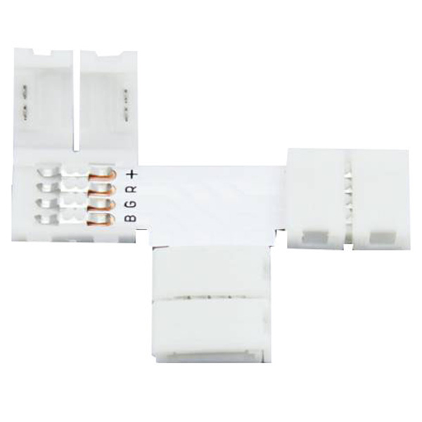 Коннектор GENERAL плата Т-обр. для соединения св/д лент RGB 10мм IP20 3 разъема 4 конт. GSC10-RGB-STS-IP20