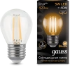 Светодиодная лампа филамент  Gauss Filament Шар Е27 G45 5W 2700К прозр.