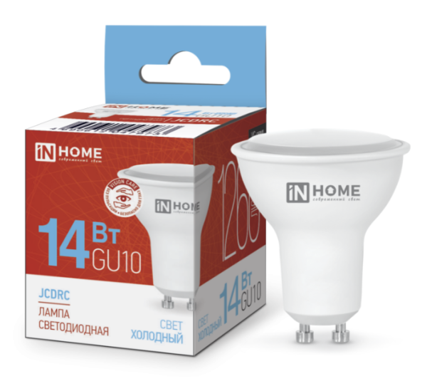 Лампа светодиодная LED-JCDRC-VC 14Вт 230В GU10 3000К / 4000К / 6500К 1260Лм IN HOME