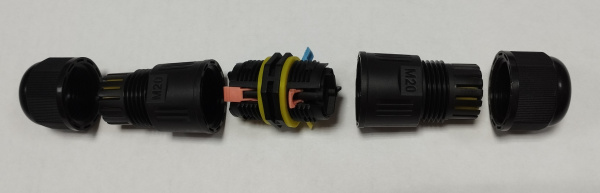 Муфта соединительная коннектор для проводов М20, 3-конт. с пружин., водонепрониц. IP65