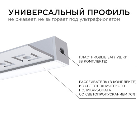 Профиль под штукатурку боковой  2500х33х13мм для led ленты шир. до 10мм, +экран, заглушки 08-50