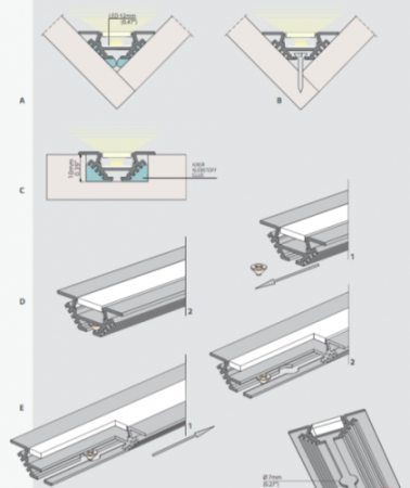 Комплект профиль угловой ПВУ-3010 врезной 2000х30х10мм (комплект с экраном)