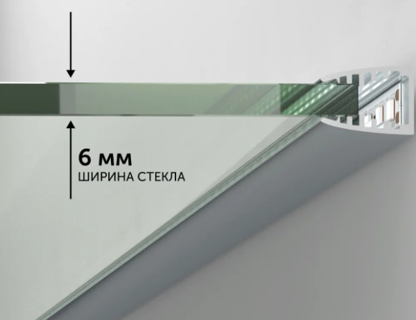 Светодиодный профиль 1318 для LED подсветки стеклянных полок, L=2000 мм