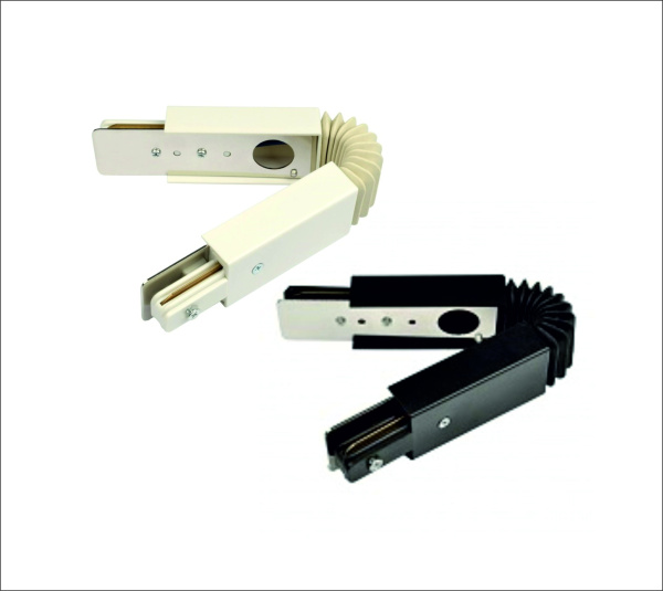 Соединитель гибкий в гофре Geniled для однофазного шинопровода белый / черный